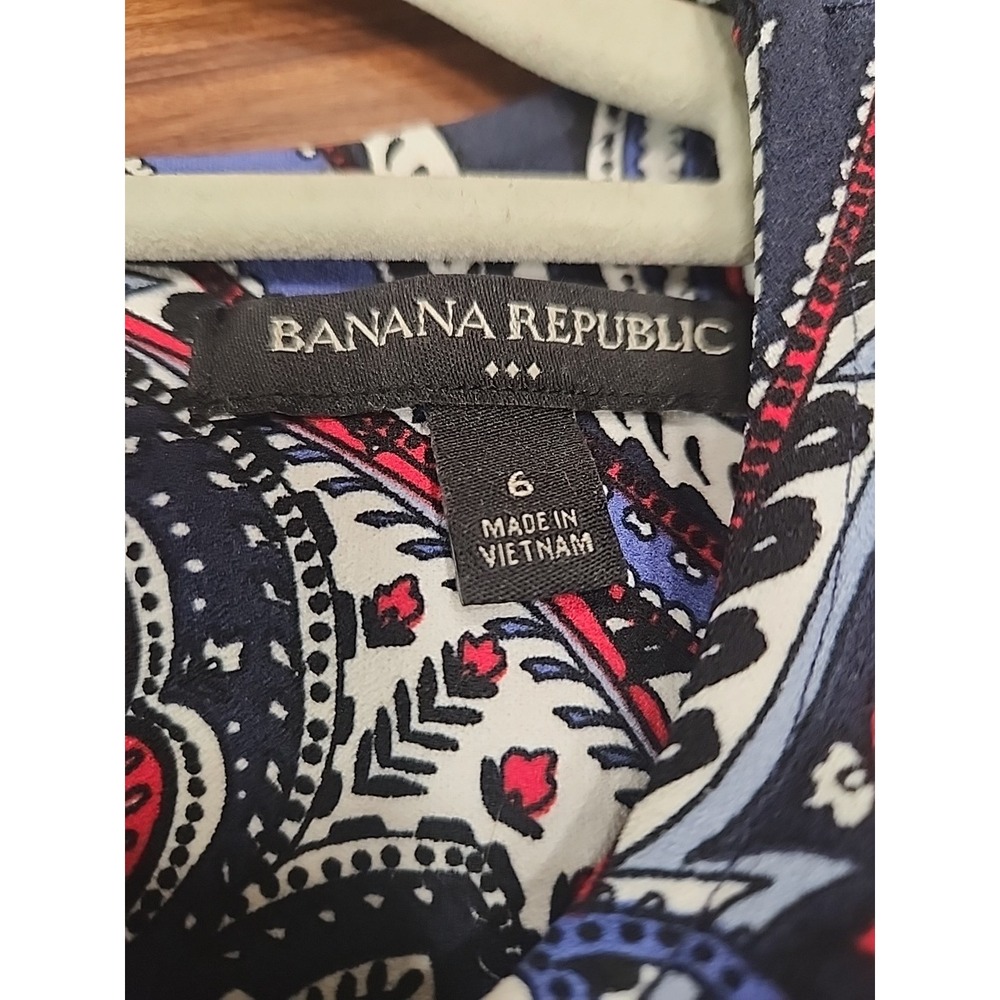 Banana Republic Womens Sheath Dress Stretch Navy Paisley Print SZ 6 - Picture 4 of 6